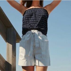 Anthropologie Pilcro Ultra High-Rise Acid Wash  Paperbag Denim Shorts NWT Sz 12